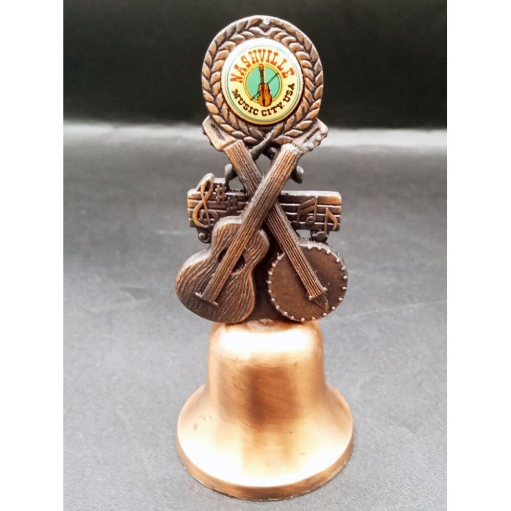 Nashville Hand Bell Vintage Metal Music City USA Travel Souvenir 3.75 Inches